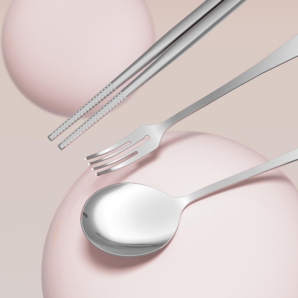 Zestaw Sztućców ze Stali Nierdzewnej 316 Przenośny Widelec Łyżka Pałeczki Z Pudełkiem Zestaw Sztućców Podróżnych Zestaw Stołowy Kuchenny