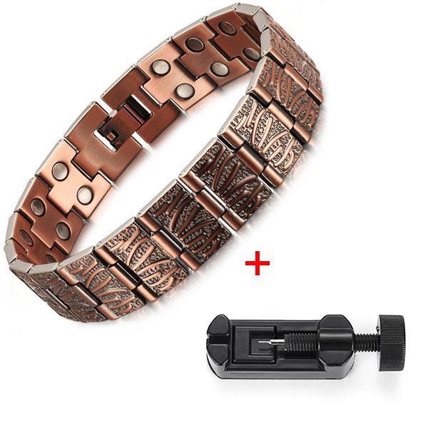 22CMTrendy Pure Copper Magnetic Pain Relief Bracelet for Men Therapy Magnets Bangle Link Chain Women Health Care Jewelry Wholesale