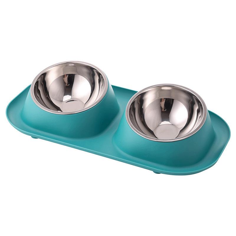 Set di 2 Ciotole per Animali Domestici Inclinabili a 15° in Acciaio Inossidabile Antivibrazione Alimentatore Acqua Cibo per Gatti e Cani Piccoli Blu Verde Arancione Giallo