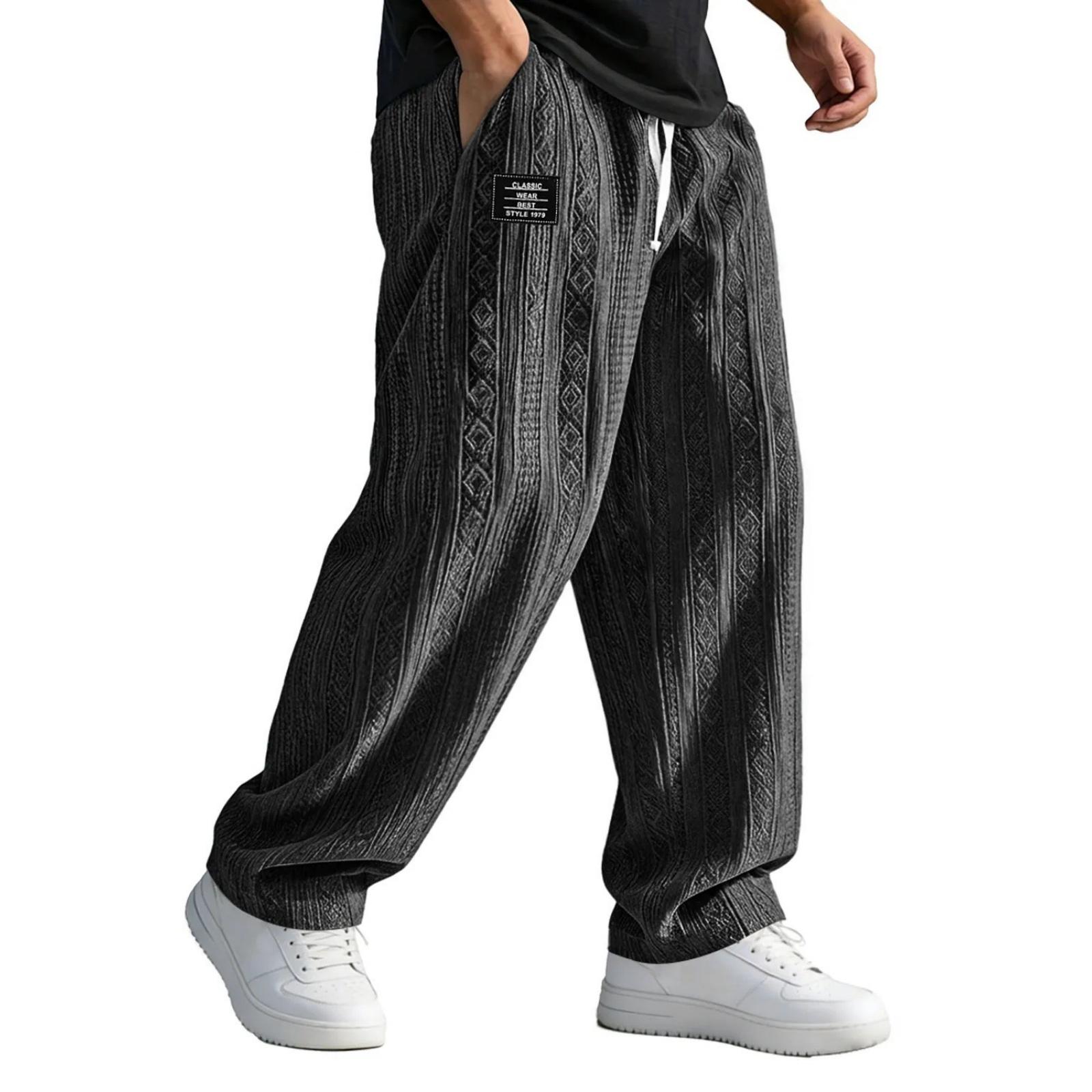 

Men s Casual Loose Fit Straight Leg Knit Jacquard Drawstring Waistband Lounge Pants for Everyday Wear and Relaxed Fit Comfort S