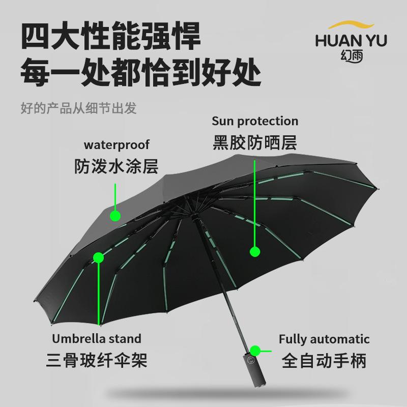 Paraply automatiskt paraply soligt och regnigt parasoll förtjockat och förstorat hopfällbart paraply stor storlek solskydd UV-skydd solparaply