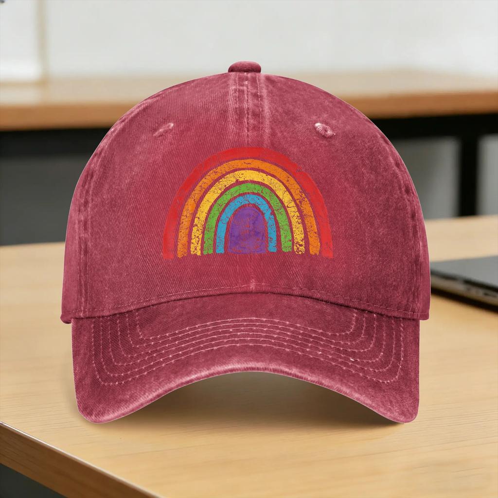 LGBTQ Rainbow Flag Gay Pride LGBT Awareness Ally Vintage Sun Baseball Cap Unisex-Teens Trucker Hat Breathable Baseball Caps