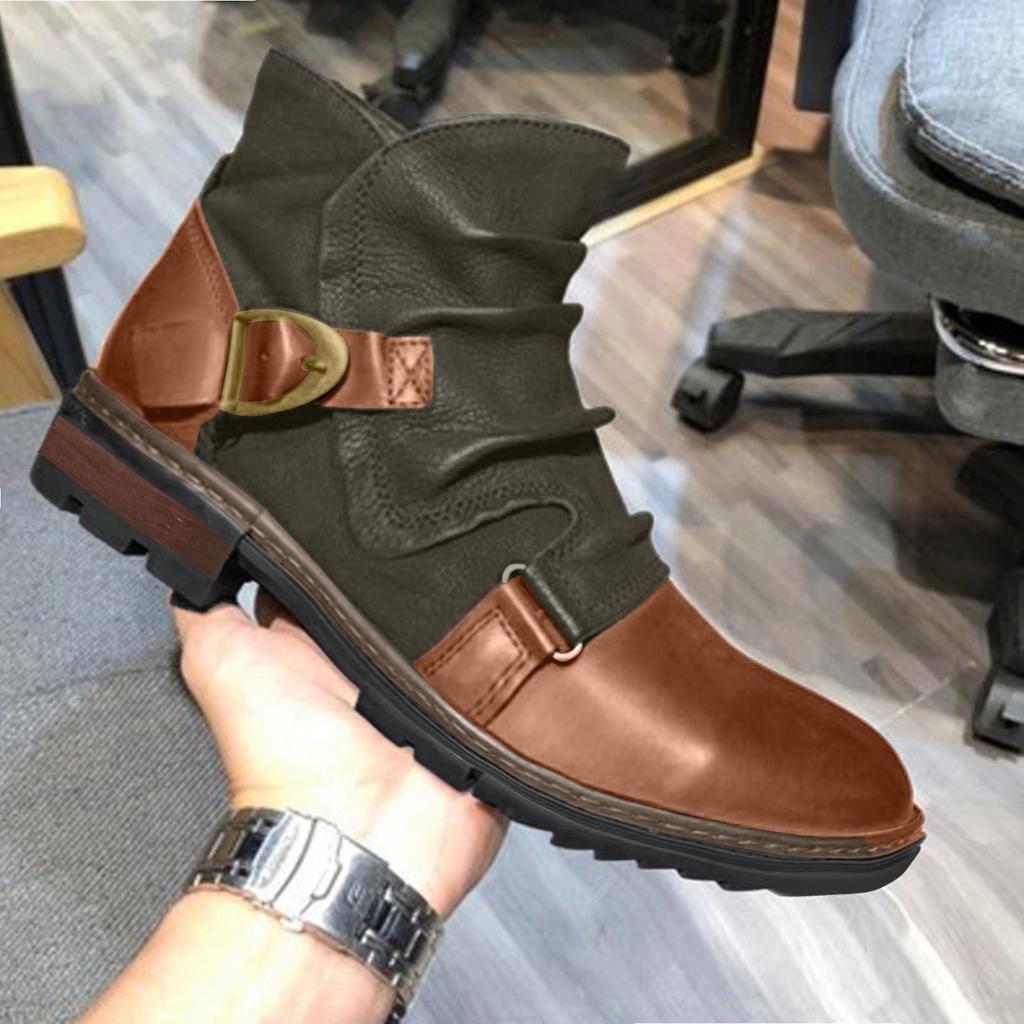 Men's Motorcycle Boots Vintage Round Head Cowboy Short Boots Horse Boots