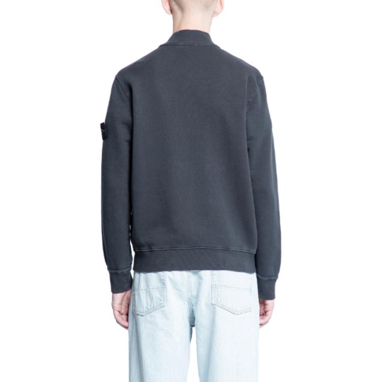 Stone Island Logo Patch Baseball Collar Zip Shoulder Long Sleeve Jacket Men Jacket Gray 811565241-V0129