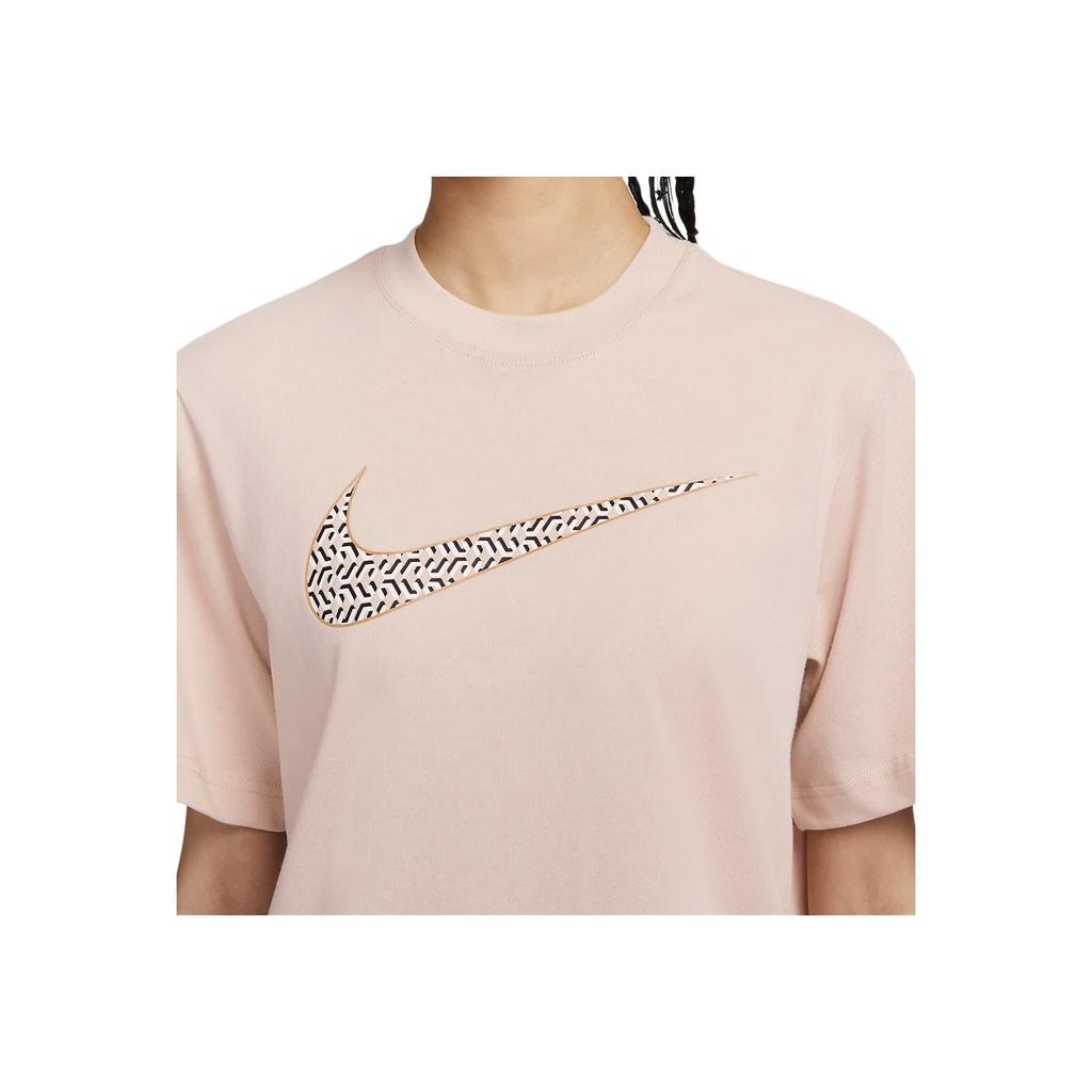 Nike Sportswear Logo Print Loose Fit Breathable Casual Short Sleeve T-Shirt Women T-Shirts Sand-White FJ2714-126