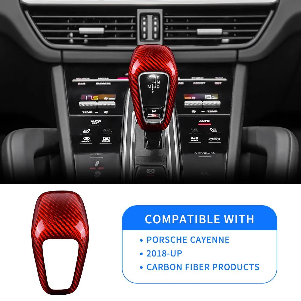 For Porsche Panamera Cayenne 2018 2019 2020 2021 2022 Dry Carbon Fiber Car Gear Shift Knob Trim Cover Accessories
