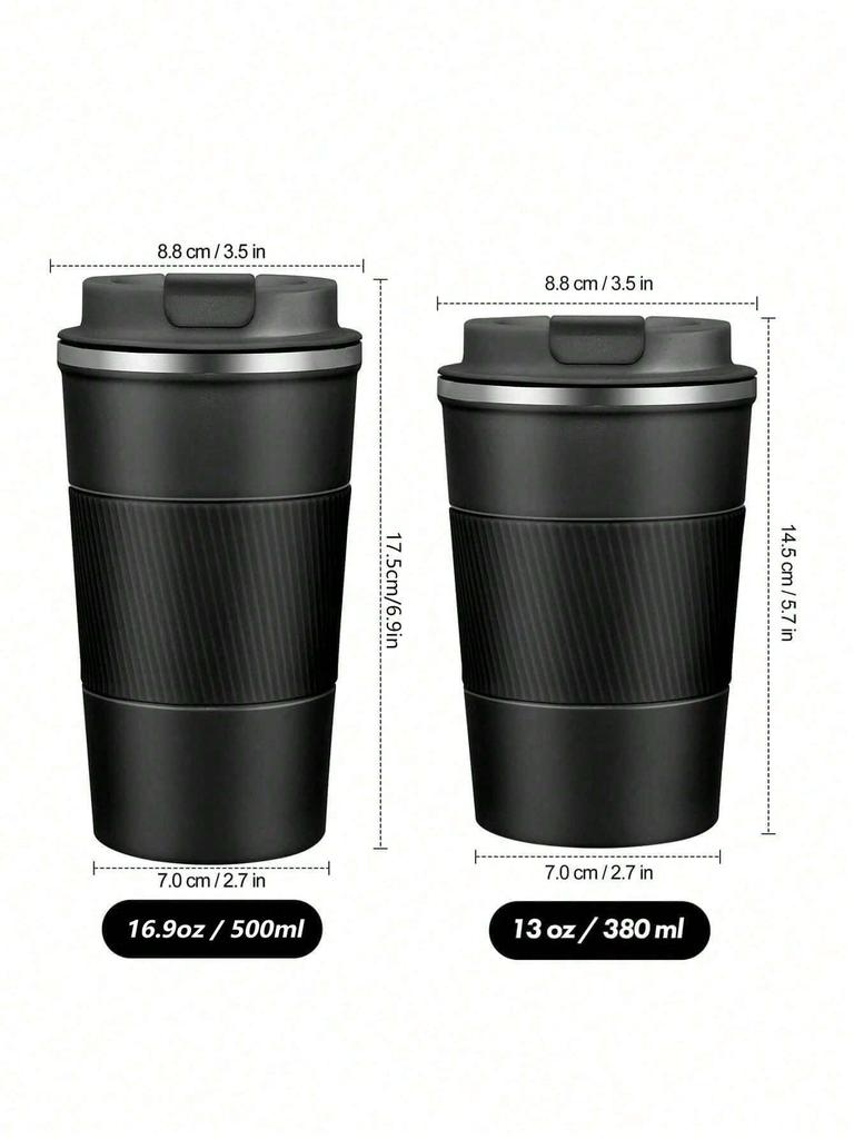 1PC 380/500ml Travel Mug With Leakproof Lid Insulated Reusable Coffee Mug Stainless Steel Thermal Coffee Cup Office School