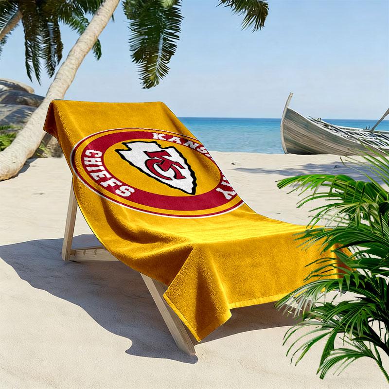 KC Chiefs logo Print Beach Towel, Large Soft Quick Dry Towel for Beach Camping Swimming
