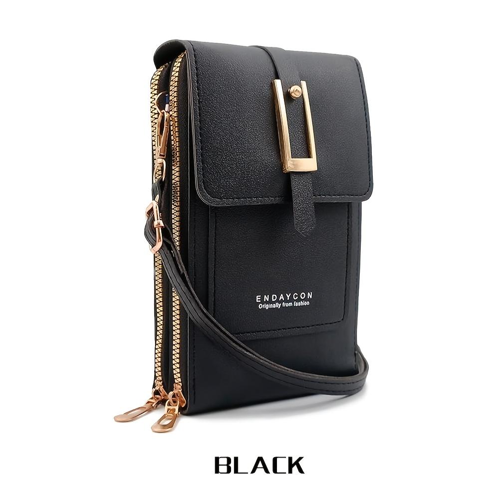 Women'S   Touchscreen Phone Pouch - Multi-Functional Multi-Layer Card Holder & Coin Purse Zipper Closure, Synthetic Faux Leather, Polyester Lining