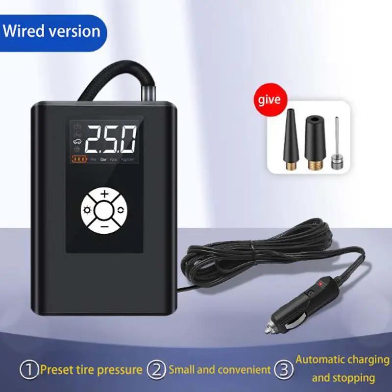 

Надувной насос для автомобильных шин, мини-портативный электрический воздушный насос высокого давления, проводной Wired чёрный