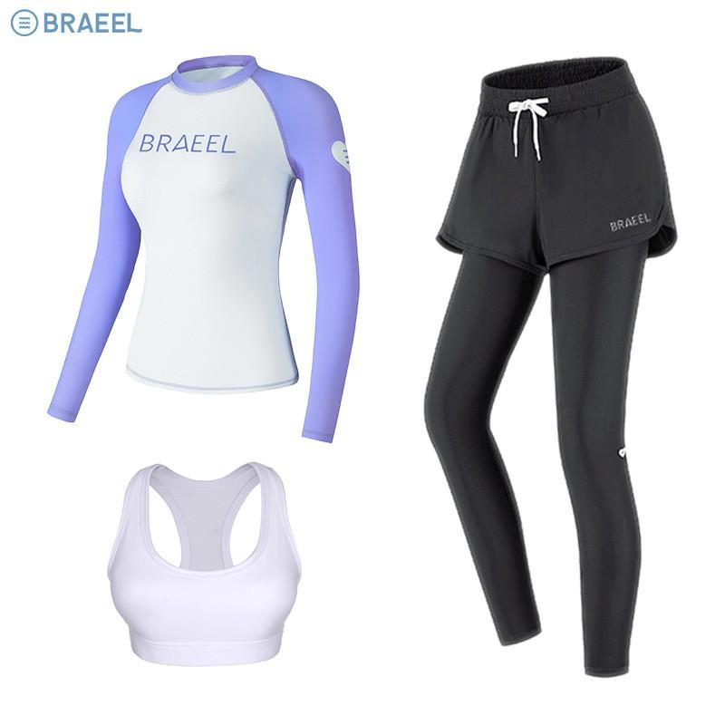 Womens UV Protection Rash Guard Set Long Sleeve Top Pants Quick Dry Swimsuit Snorkeling Surfing Swimming