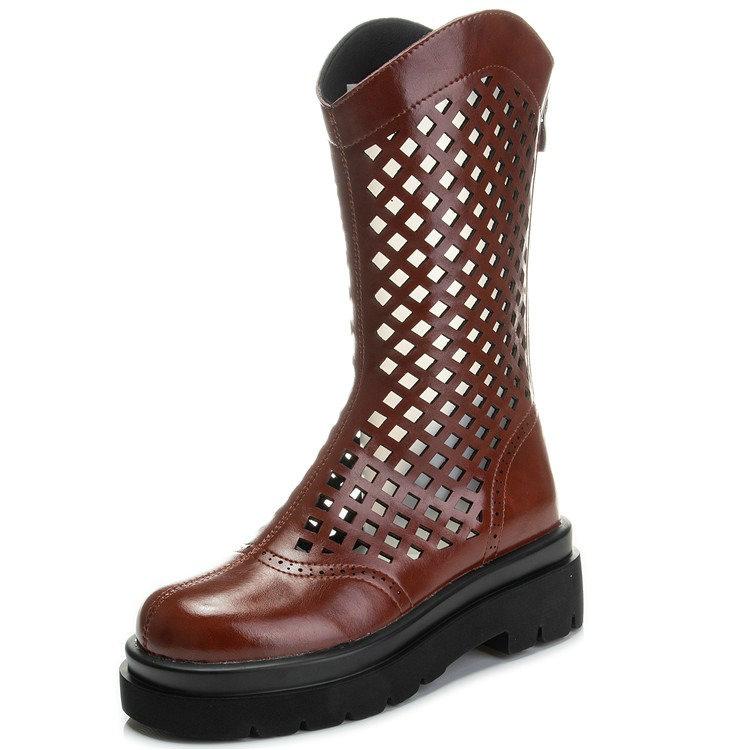 

Fashion Women S Hollow Ankle Boots Platform Spring Summer 2025 New Breathable Hole Hole Western Cool Boots Net Chelsea Boots 35 вино красного