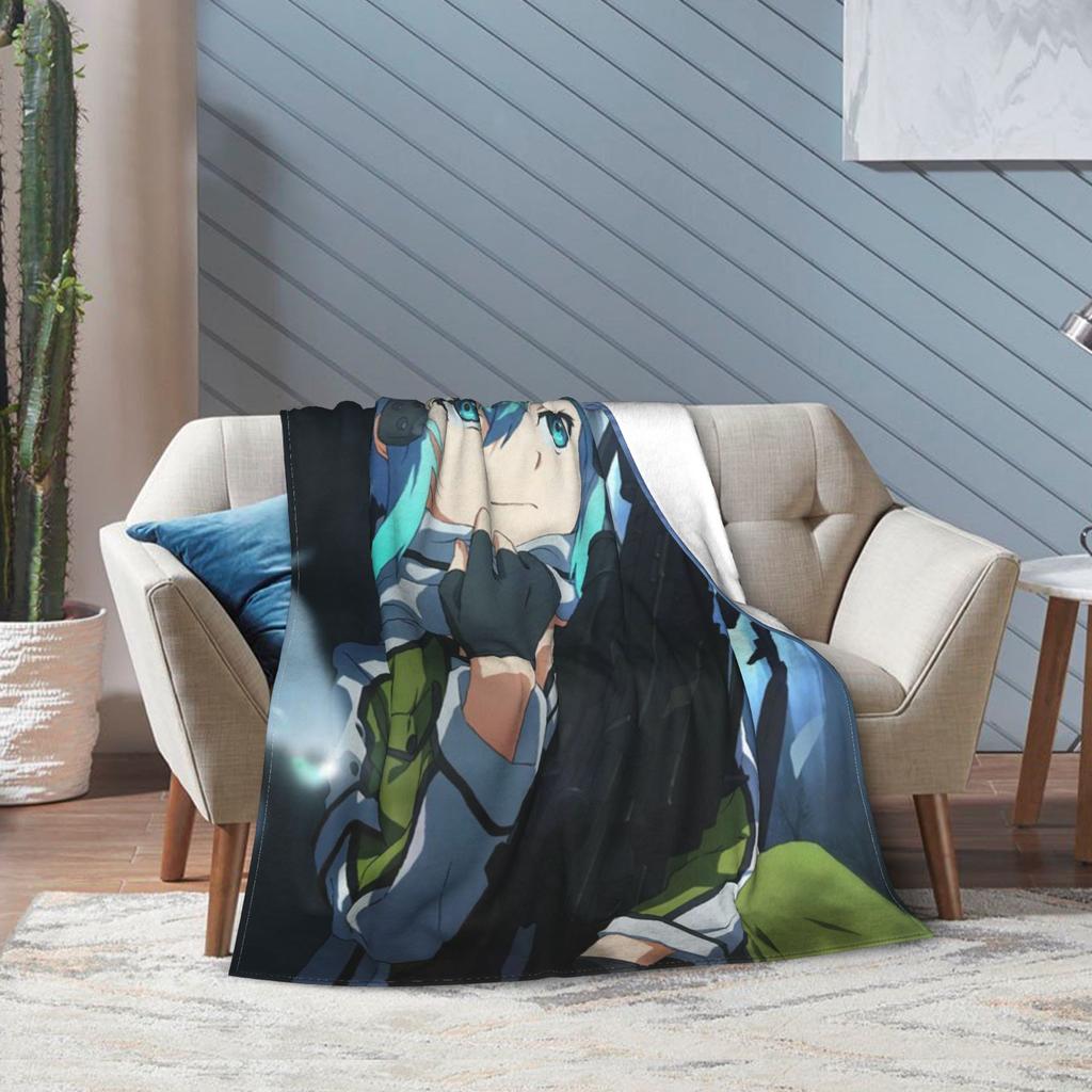 Super Soft Sword Art Online Kirito Asuna Throw Blanket Fleece Flannel Lightweight Blanket Cozy Fluffy Blankets All Season Use
