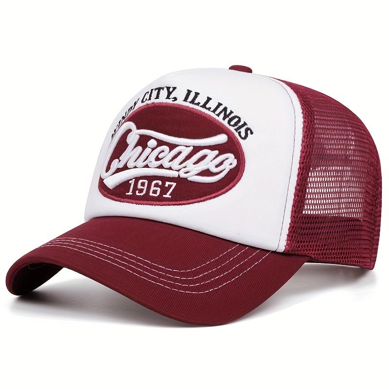 Vintage Chicago 1967 Embroidered Baseball Hat, Breathable Mesh Back Design, Casual Outdoor Sports Cap For Both Genders