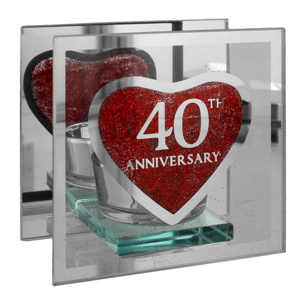 Celebrations Glass Single 40th Anniversary Tea Light Holder
