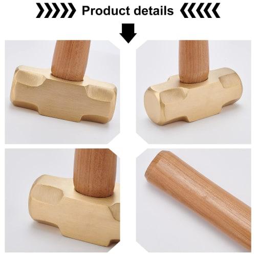 PandaHall Solid Brass Hammer with Wooden Handle, Jewelry Craft Tool, 298x76x30mm, Craft Hammer, Handmade DIY Tool, Durable Hammer, Multifunctional