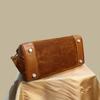 New Trendy Suede Leather Handbag Large‑Capacity Nubuck Top‑Grain Cowhide Women Bag Casual Single Shoulder Crossbody Purse -NO LOGO
