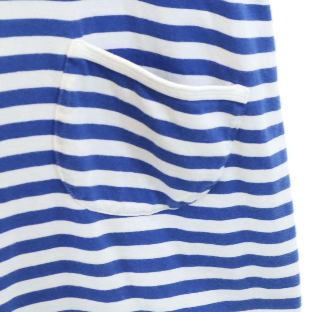 Marimekko Border Pattern Long Sleeve One Piece 160 Blue X White Kid's Used