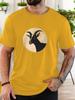 Vintage Circle Black Goat Head Portrait Graphic Print Unisexs Crew Neck Short Sleeve Tee Soft Street Daily Basic Casual Outfit Wear