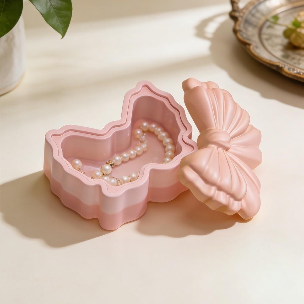 Bowknot Shape Silicone Candle Cup Mold Soft Soap Mould Butterfly Storage Box Mold  Plaster Craft