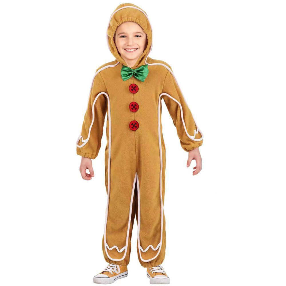 Christmas Gingerbread Man Kids Costume Cosplay Bodysuit Stage Dress Performance