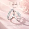 Rose Story Love Sterling Silver Zirconia Couple Rings - Simple, Luxurious, and Perfect for Valentine's Day