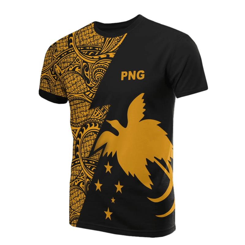 Papua New Guinea Flag Map Graphic T Shirts PNG National Emblem T Shirt For Men