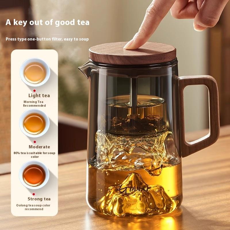 GIANXI Lid Magnetic Suction Tea Infuser Teapot High Temperature Resistant Glass Kettle Separation Filter Tea Brewing Kettle