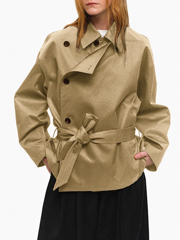 European and American High-End Niche Lapel Trench Coat: Waist-Cinching, Double-Breasted, Loose Fit, Convertible Jacket for Women
