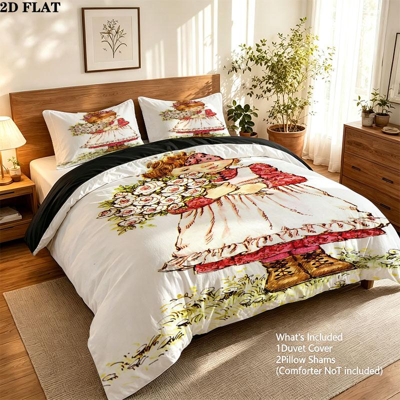 Sarakey Pattern Bedding Quilt Set Quilt Cover Pillowcase Home Birthday Gift(1 * duvet cover + 2 * pillowcase, without core)