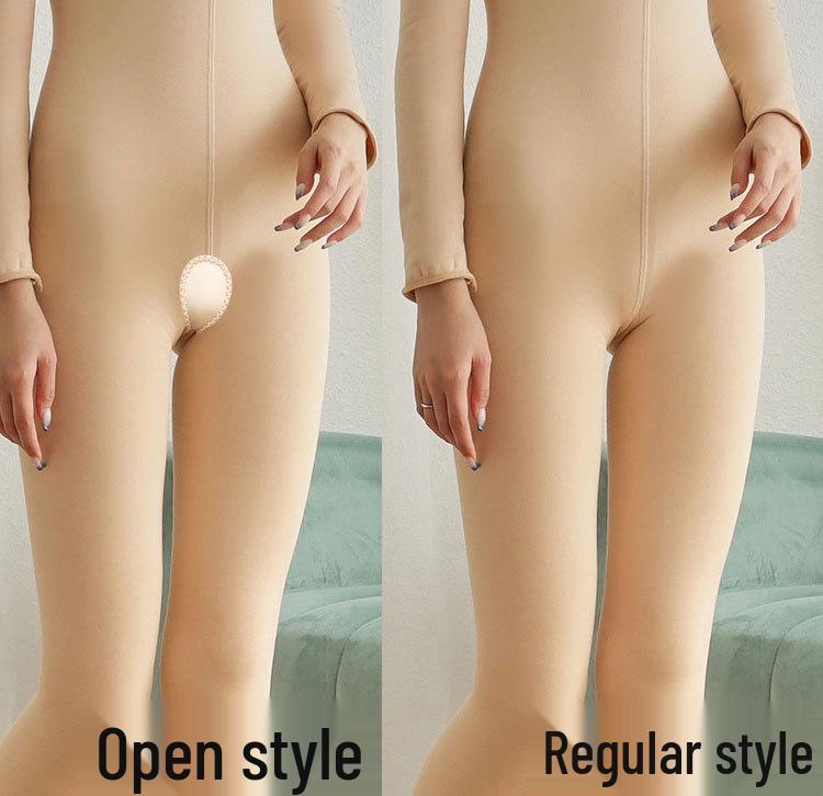 Unisex vinterjumpsuit med fleecefôr og åpen skritt, varmer hele kroppen, plussstørrelser tilgjengelige.