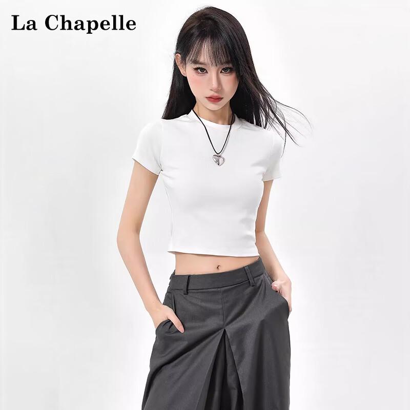 La Chapelle Women s Cropped Slim-Fit Short Sleeve T-Shirt S
