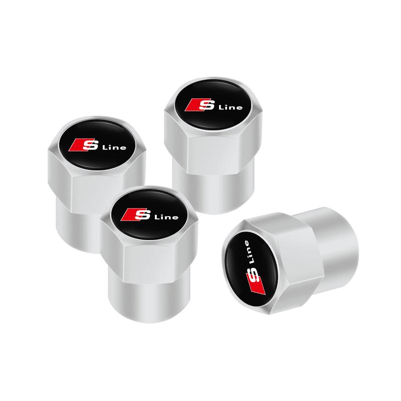 4Pcs Car Tire Valve Caps Emblem Metal Cap Case Accessories For Audi A1 A2 A3 A4 A5 A6 A7 A8 Q1 Q2 Q3 Q4 Q5 Q6 Q7 Q8 TT B8 C6 B9
