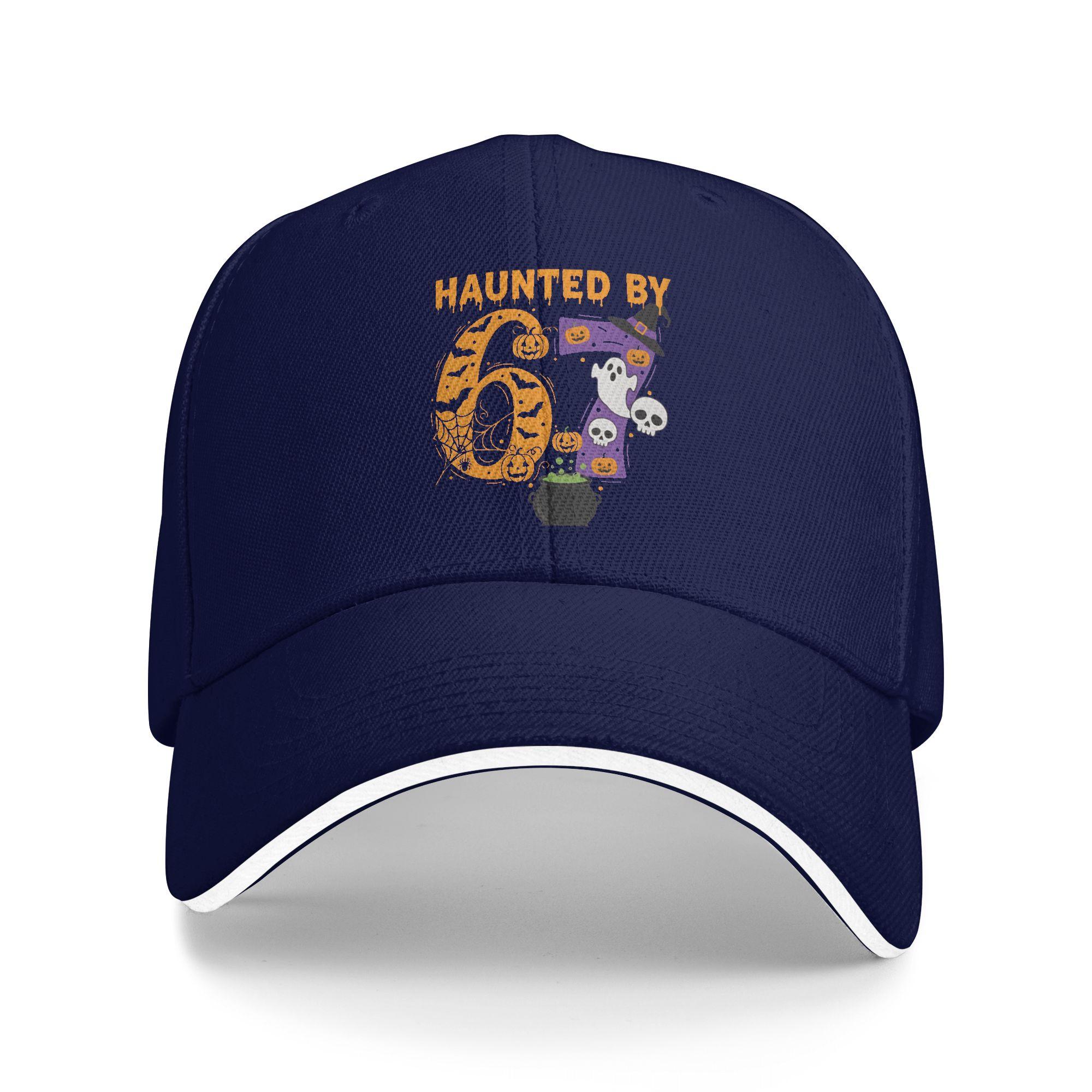 Haunted By 67 Six Seven 6 7 Halloween Casual Baseball Cap Tennis Skate Trucker Hat Spring Adjustable Male Fashion Snapback Cap As Picture