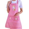 Checkered Bunny Apron - Brown Cartoon Pattern Kitchen Apron, Lightweight Breathable Sweat-Absorbent  Suitable for Baking BBQ Cleaning Housework