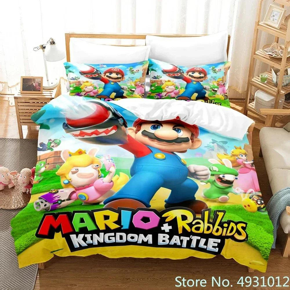 

Дитячий постільний комплект Super Mario з мультяшним принтом, ковдра, підковдра, наволочка, постільна білизна, набір для ліжка, спальні EU Single(135*200cm)3pcs