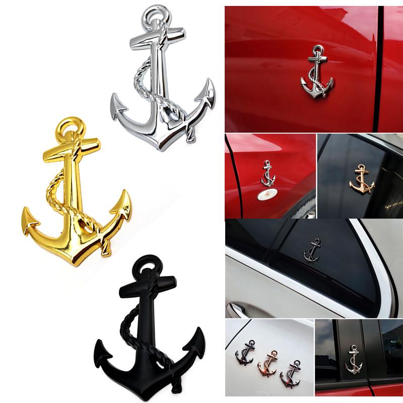 1 STUKS Metalen Persoonlijkheid Auto Stickers Boot Anker Haken Marine Embleem Grille Kruis Badge Piratenschip Auto Carrosserie Sticker