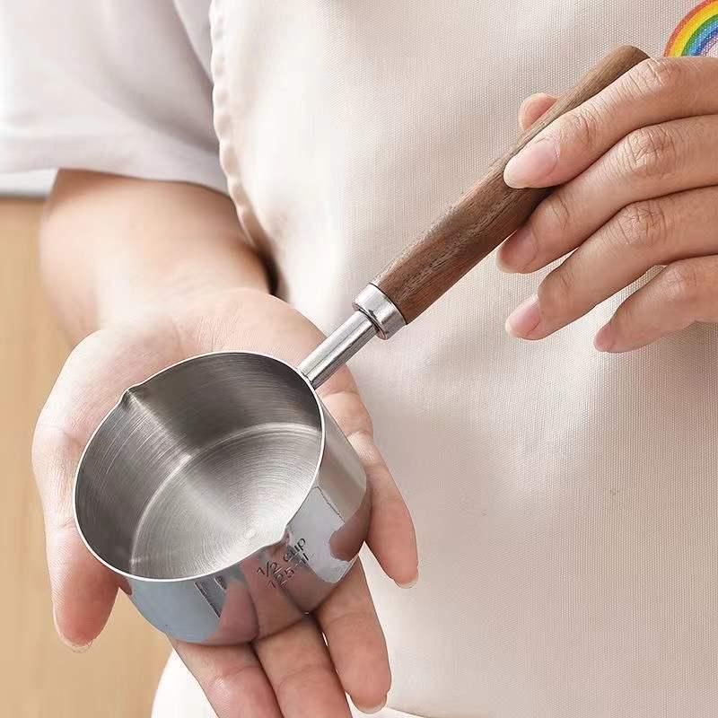 304 Stainless Steel Non-Stick Mini Pot with Wooden Handle - Ideal for Baby Food, Milk, and Small Dishes