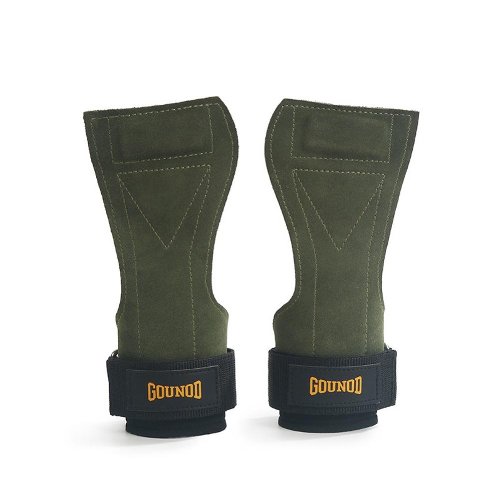 

1Pair Cowhide Grip Palm Protector Non-slip Lifting Strap Wrist Protection Pad Fitness Accessories зелений