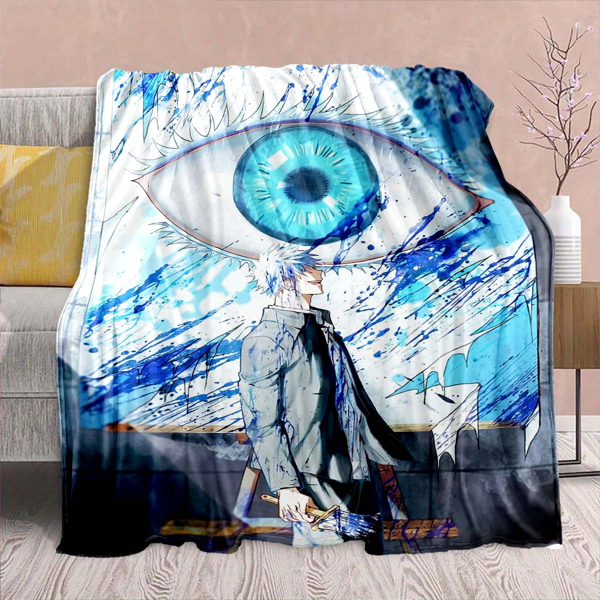 

Jujutsu Kaisen Anime Flannel Blanket - Soft Warm Perfect for Sofa, Bedding Camping Travel Office Home Decor 75x90cm