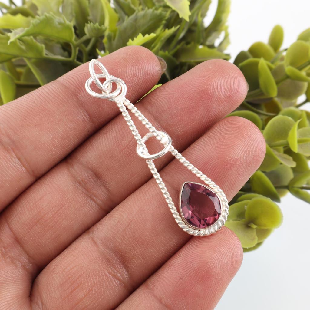 Rhodonite Pendant Gemstone Jewelry, 925 Solid Sterling Silver Handmade Pendant, Latest Design Jewelry
