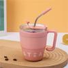 Durable Water Cups Coffee Cup with Handle and Straw Lid 480ML Fashion Travel Mug Suitable for Home Office School Outdoor