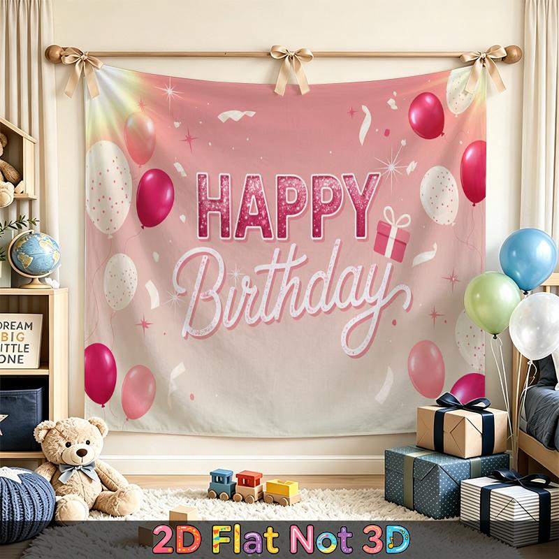 Party Backdrop Happy Birthday Birthday Pink Photo Booth Background Front Door Decor