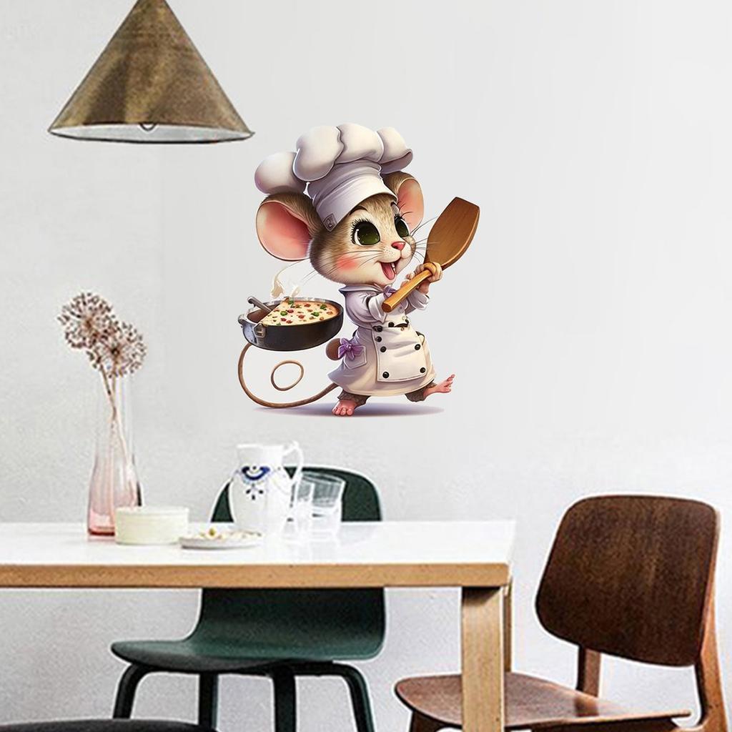 Kreative Cartoon Süße Kochmaus Selbstklebende Wandaufkleber Schlafzimmer Wohnzimmer Ecke Treppenhaus Heimdekoration Wasserdichter Aufkleber M765