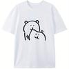 2026 Summer Korean Casual Short Sleeve Tee Selfdeprecating Hugging Cartoon Bear Print Unisex Top
