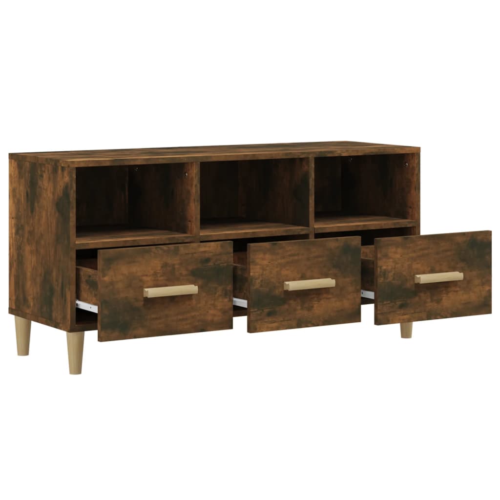 TV Cabinet Smoked Oak 102 x 36 x 50 cm Wood Based Panel