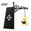 Warm Light Book Lamp Ghost Bookshelf Night Light, Reading Lantern with Sliding Insert Board, Decorative Desk Vintage Iron Cozy Decor for Home