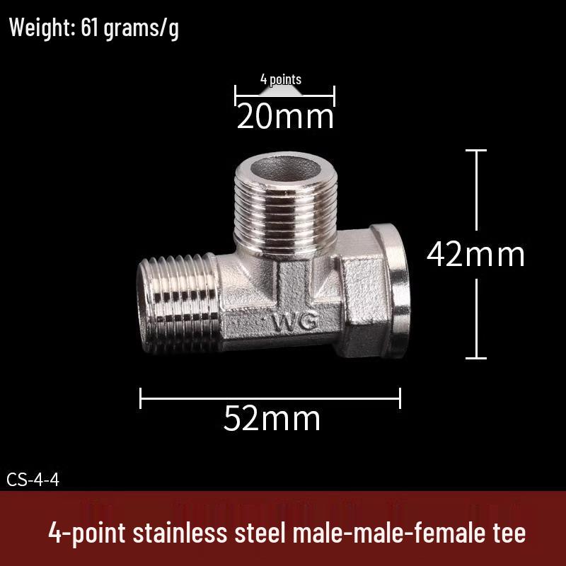 304 Stainless Steel Tee Elbow Water Pipe Fittings with Male/Female Threads