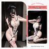 Sexy Bunny Temptation Lace Lingerie Set with Open Crotch Pajama Style.