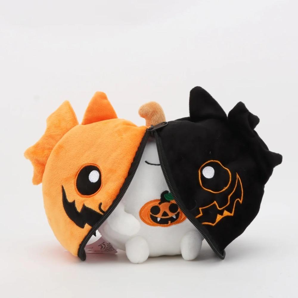 Cute Halloween Pumpkin Bat Plush Toy Transformable Stuffed Animal Magical 2-in-1 Kawaii Bat/Pumpkin Hybrid Plushie Gift for Kids